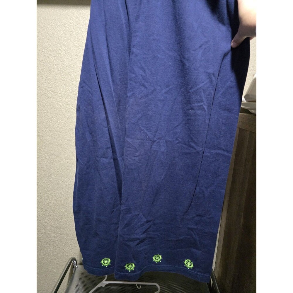 Quacker Factory Blue Nautical Lomg Skirt Women's 1X Elastic Waistband
